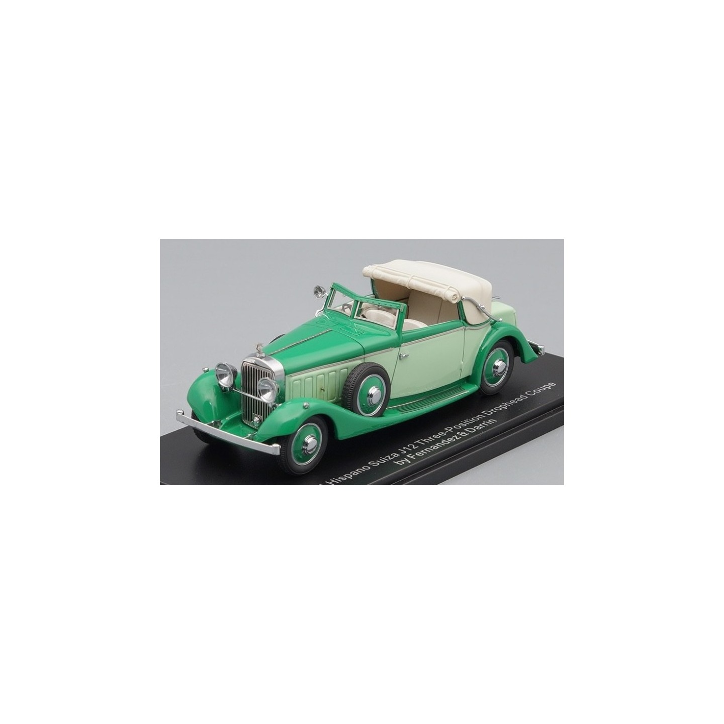 Modèle Réduit Hispano Suiza J12 Cabriolet 1934 1/18 En Résine - Bicolore Vert, ESVAL MODELS Neuf